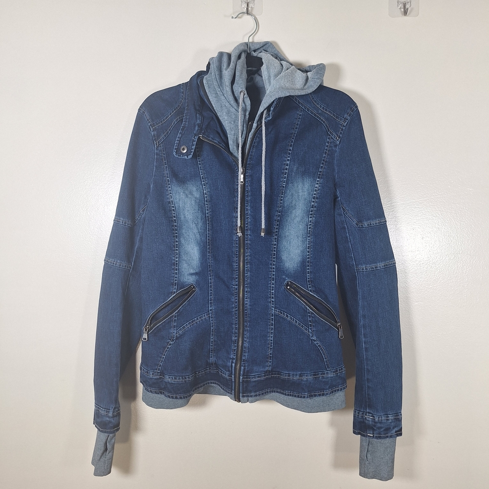DownEast Dark Blue Jean Jacket with Gray Accents